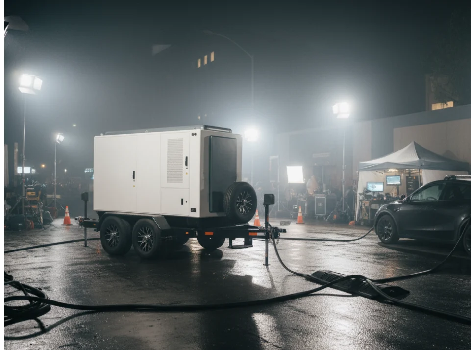 Flexx mobile dc charger on outdoor production set