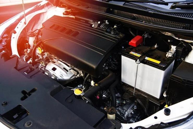 imgi high angle view car engine